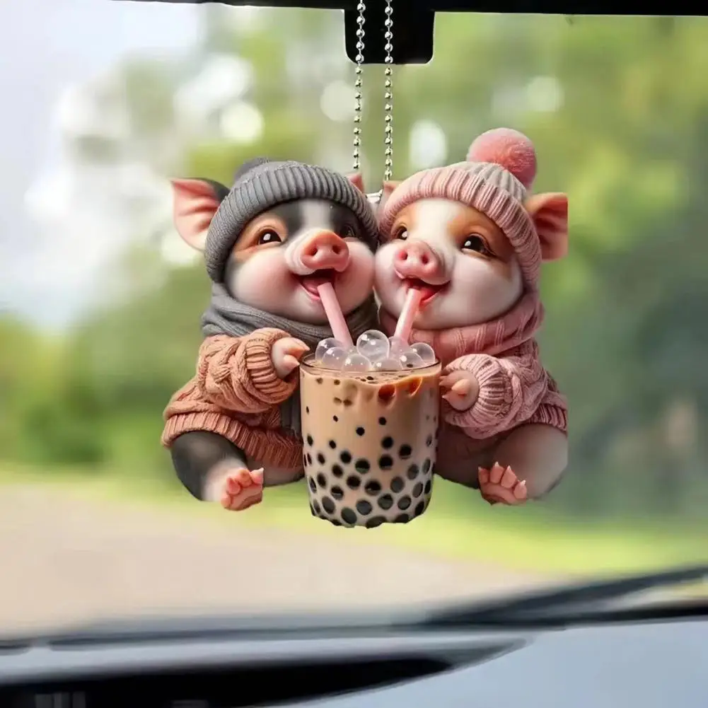 휴대용 키체인 귀여운 고양이 개 디자인 아크릴 키체인 펜던트 백팩 핸드백용 가볍고 휴대용 2D 백팩용