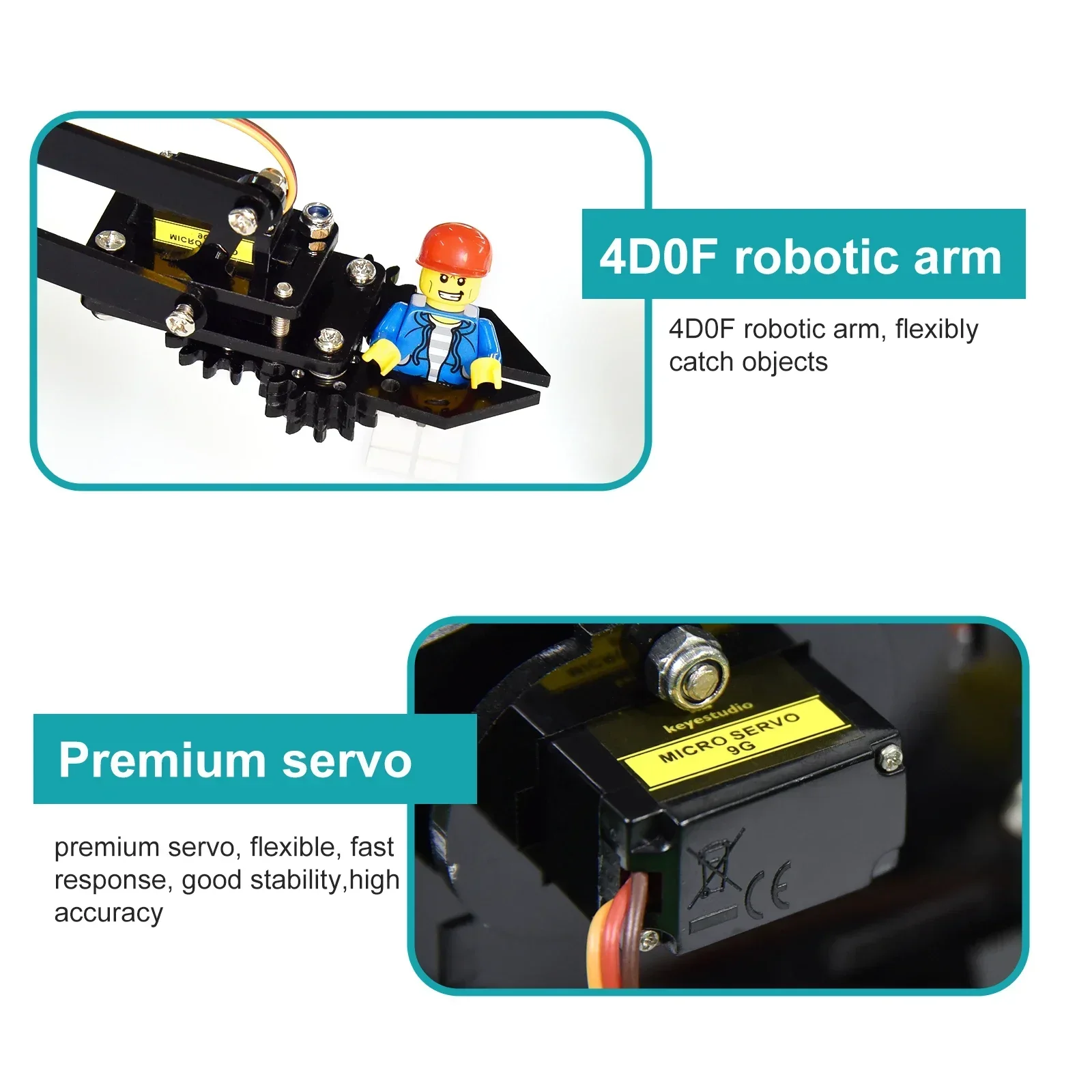 Keyestudio-Kit de brazo de Robot STEM 4DOF, Kit de garra de brazo mecánico, Control PS2 para Robot Arduino, Kit de brazo, juguetes de Robot de programación DIY