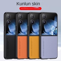 Luxury For Xiaomi Mix Flip 2 Case Luxury Lambskin Leather Phone Cover For Mi Flip 5G Silicone Protection Shell Shockproof Bum