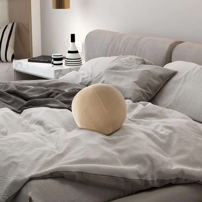 

Luna 12" Round Sphere Accent Pillow, Fawn Brown Performance Velvet