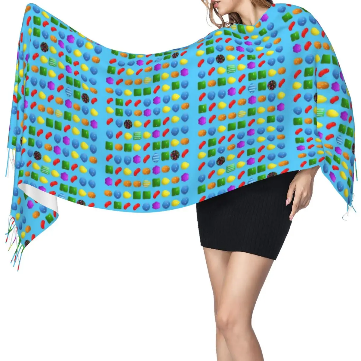 

Все новые шарфы Candy Crush Saga, шарфы с кисточками для женщин, мягкие теплые шали и накидки, большая осенне-зимняя шаль