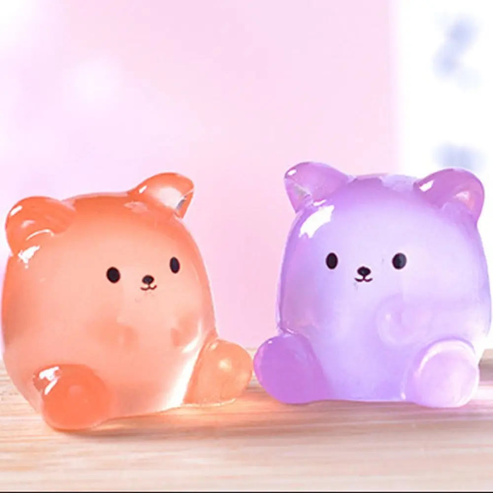 Cartoon Luminous Small Bear Figurines Glow in Dark Cute Bear Figurines Miniatures DIY Resin Crafts Small Bear Statue