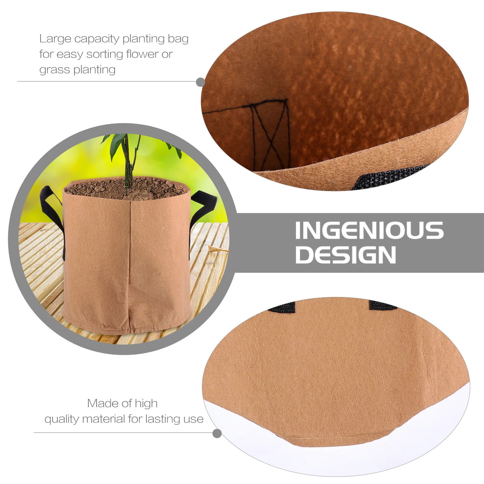 

4pcs 3 Gallon Planting Bags Non Woven Fabric Grow Bag For Vegetable Flower Gardening Durable Breathable Root Pruning Container