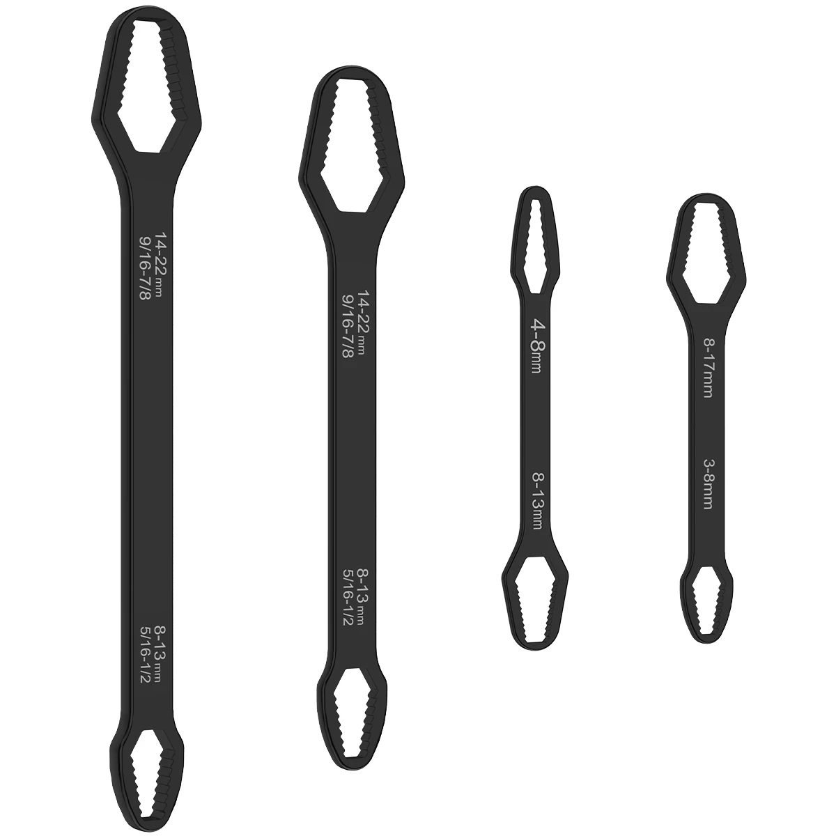 4Pcs Multifunctional Wrench Set Double-head Torx Wrench 5/16inch-7/8inch and 1/8inch-11/16inch Self-tightening Spanner Hand