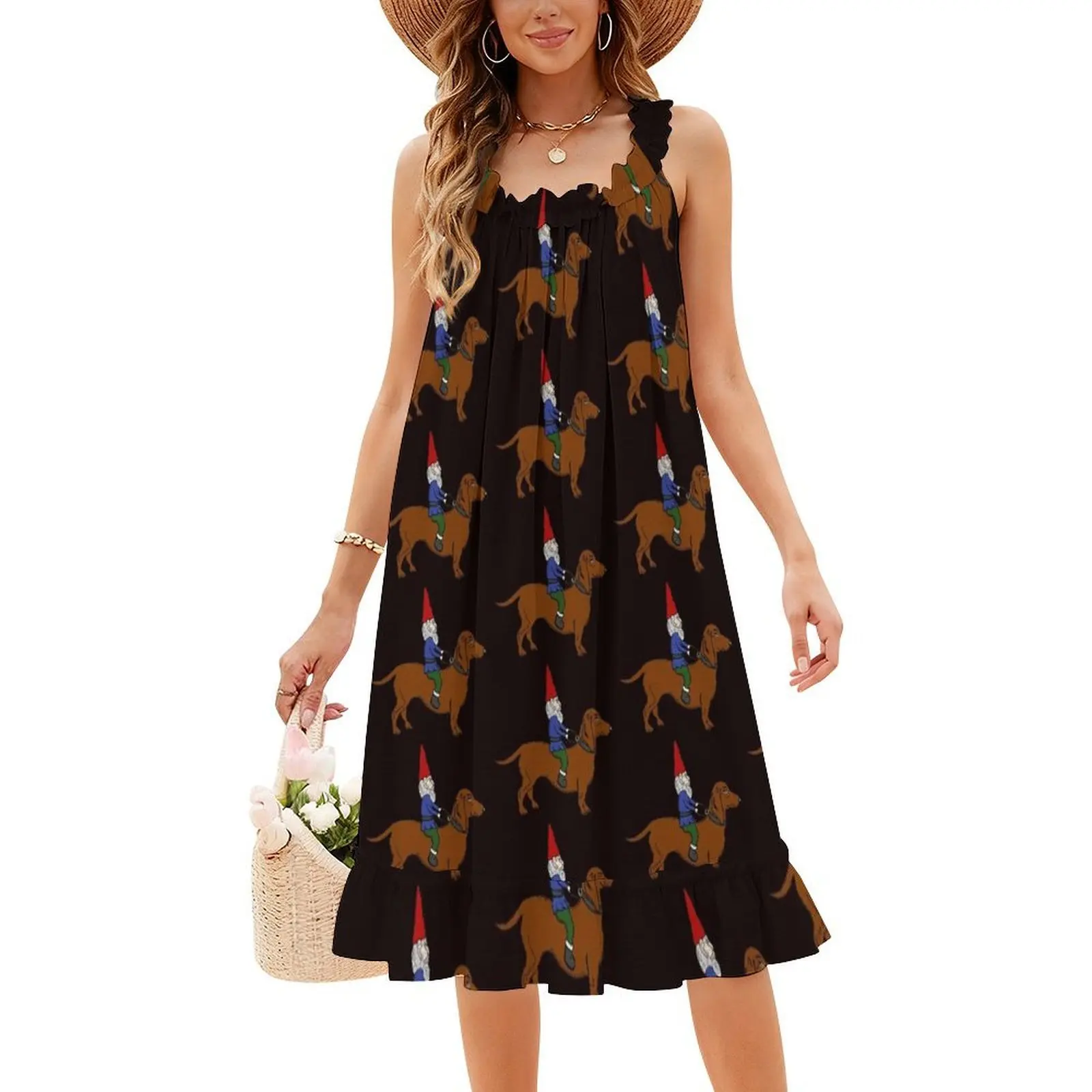 فستان Gnome Riding A Dachshund By Viva Sweet Love على الطراز الكوري للنساء فستان كاجوال أنيق للحفلات أو الارتداء اليومي Dachshund #4