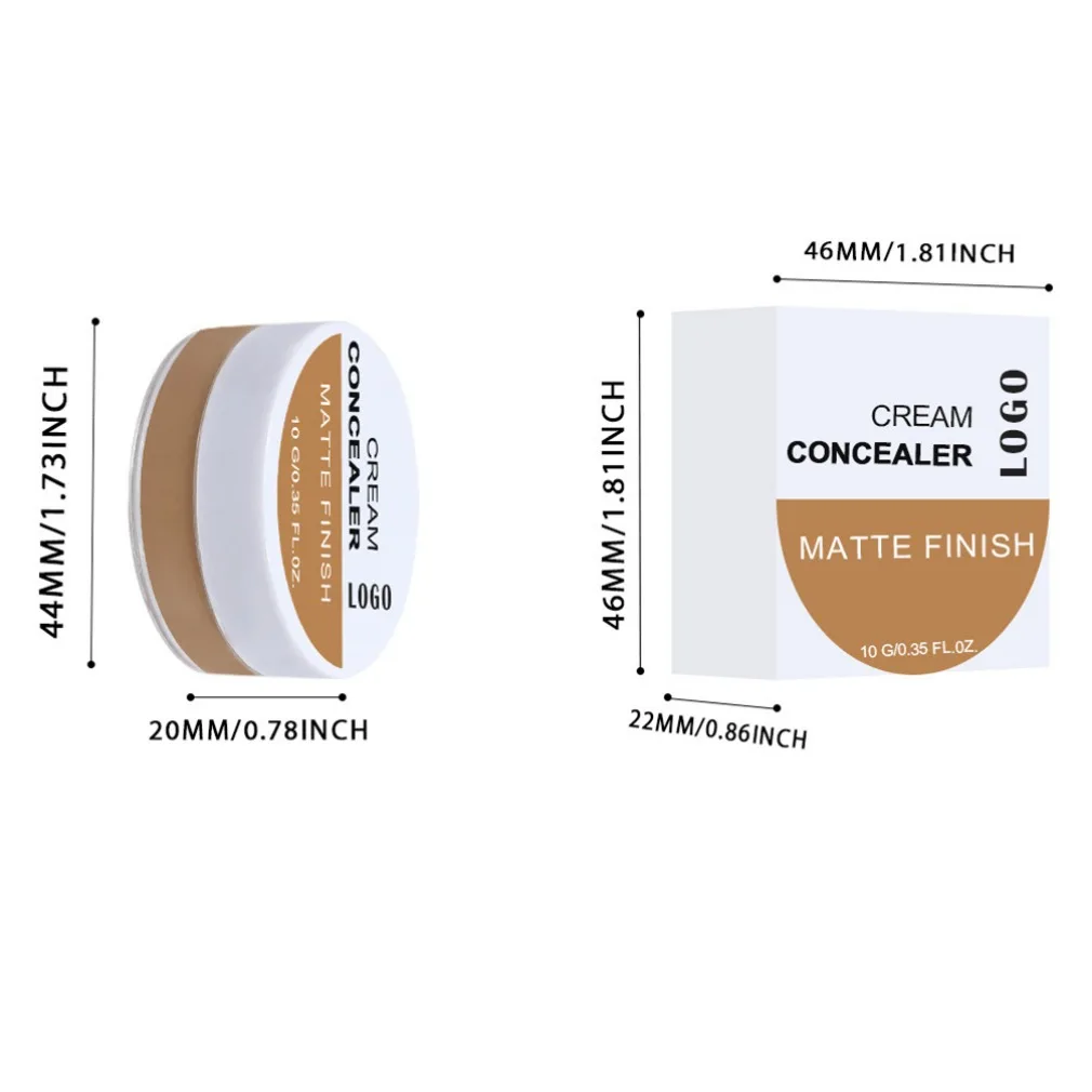 Logotipo personalizado de marca própria, frasco de plástico redondo branco, acabamento fosco, corretivo à prova d'água, cobertura total, corretivo para cicatrizes, maquiagem