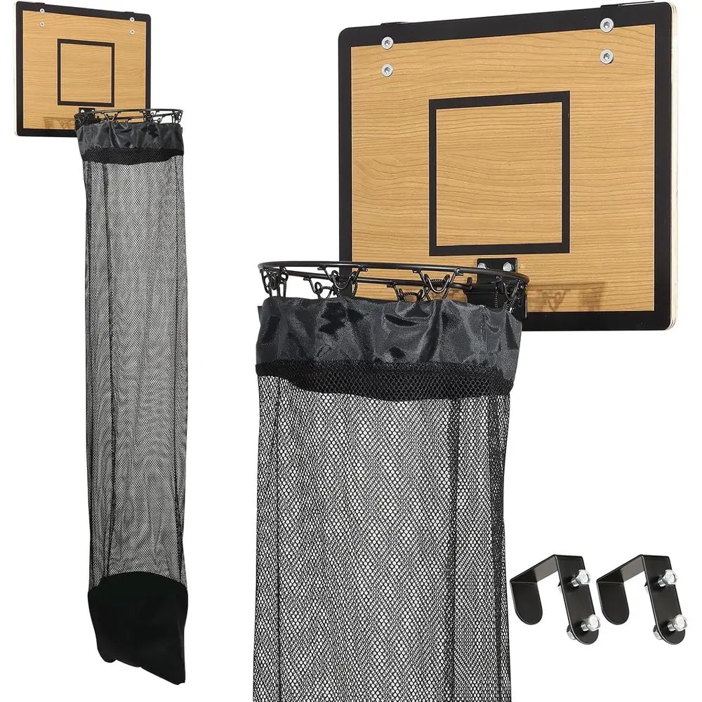

Space-Saving Wooden Basketball Laundry Basket with Zipper for Kids, Dorms, and Bathrooms