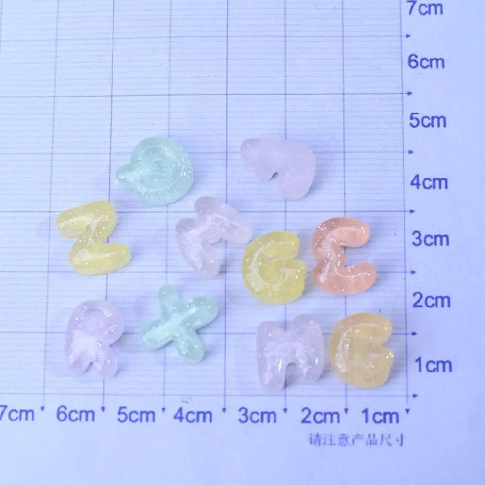 20pcs New Resin Slime Charms Mixed Flatback Embellishments Jewelry Making English Letter Phone Case Decor