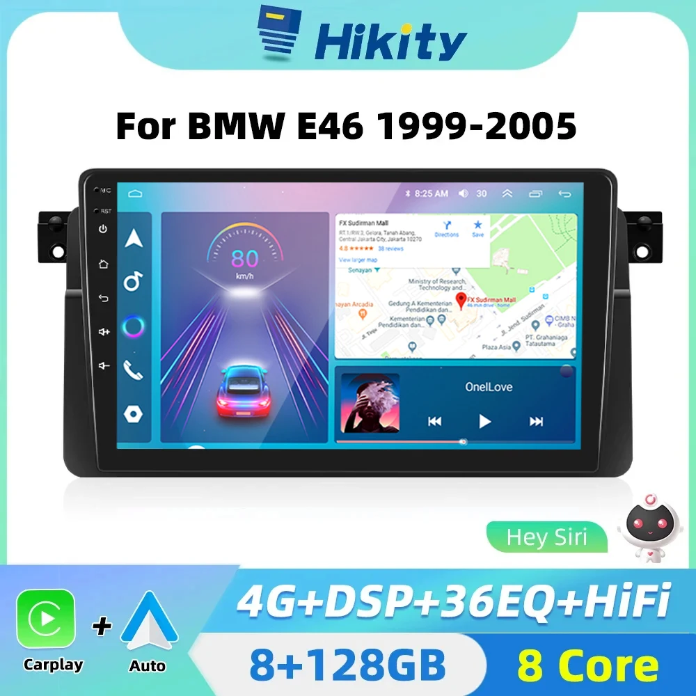 Hikity 8+128G Android CarPlay Android Auto Radio For BMW E46 1999-2005 Car Multimedia Player GPS 2din autoradio