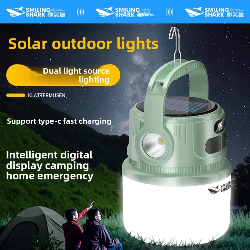 

Outdoor Solar Light LED Portable Camping Lantern Lightweight Tent Lamp LED Night Lamp USB Rechargeable Hanging Lights with Hook