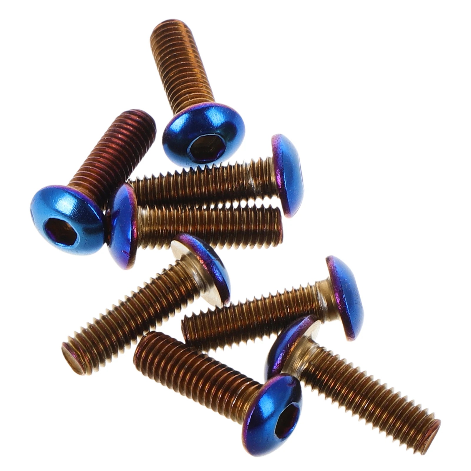 

8Pcs Steering Wheel Screws M5x0.8 Colorful Baked Blue Round Head Racing Fastener Screws Car Racing Modified Fixing Bolts Kit