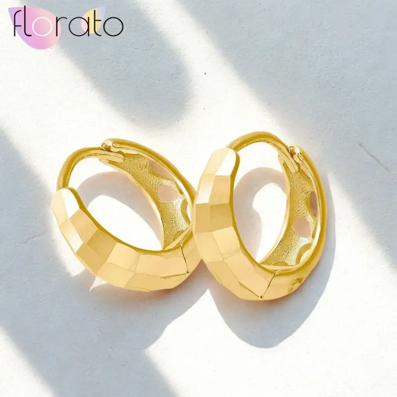 

925 sterling Silver Ear Needle Noble Luxurious Multi-faceted Glitter Hollow Back Hoop Earrings Women's Classic Retro Jewelry