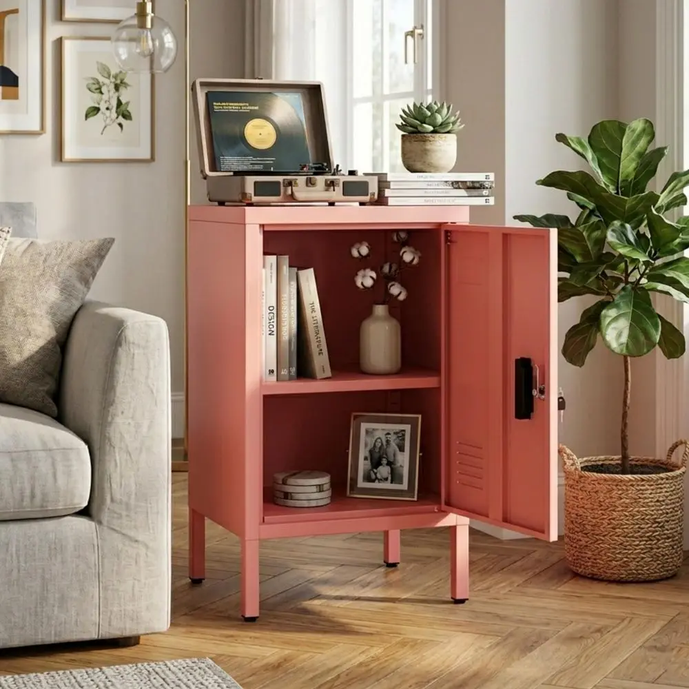 

24.4 H Metal Locker Storage Cabinet with 1 Doors, Locker Nightstand with Adjustable Leveling Foot and Adjustable Shelves,Small