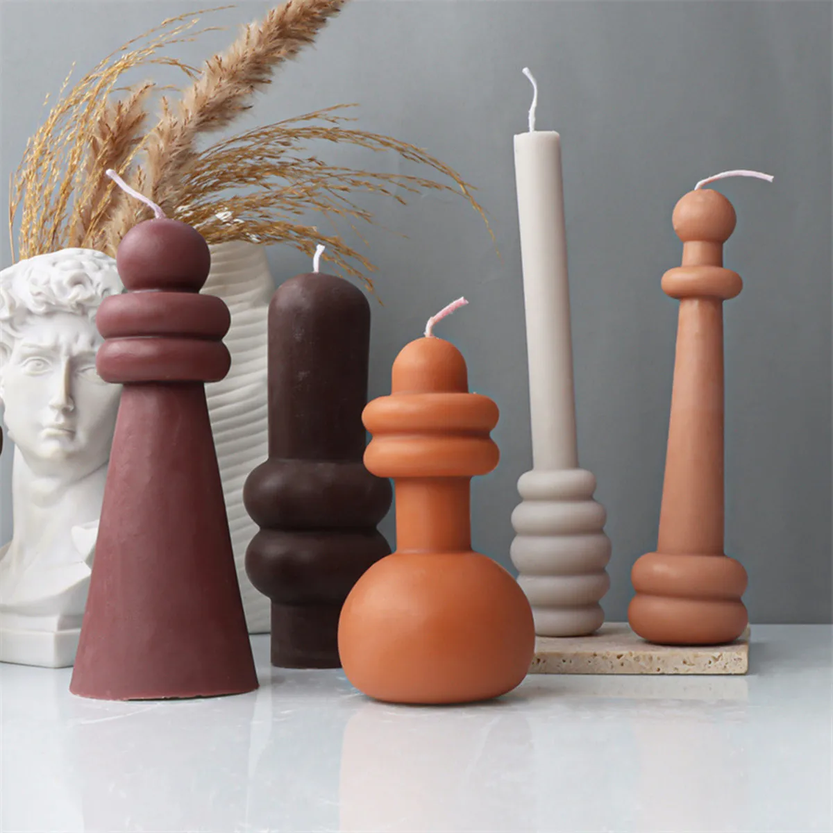2 Pièces Moule à Bougie en Verre, Bougeoir en Silicone avec Couvercle en Résine, Moule à Bougie Cylindrique Silicone pour Bougie à Chauffe Plat, DIY Ciment Bougeoir pour Bougies Décoration Vases