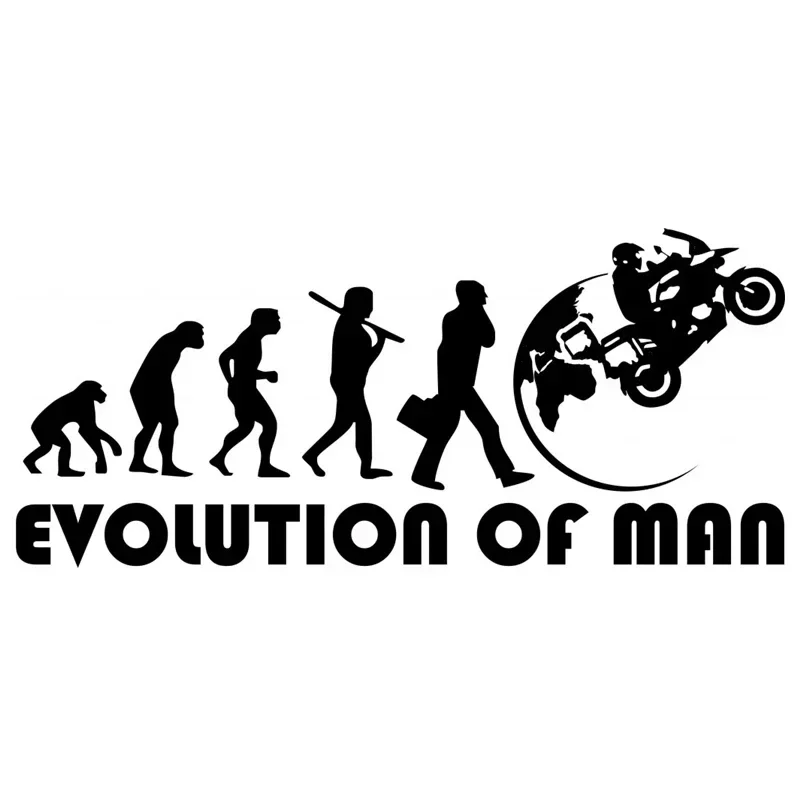 The evolution of the human biker. Motorcyclist. Biker funny car sticker vinyl decal car auto  styling    25cm*11cm