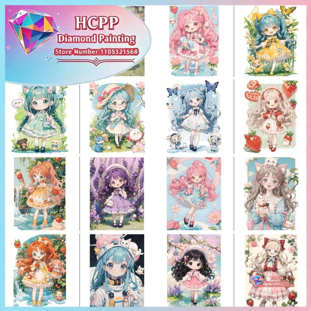 

Cartoon Cute Girl Diamond Drawing Kit Square Round Diamond 5D DIY Mosaic Handmade Art Unique Exquisite Gift Crafts Home Decor
