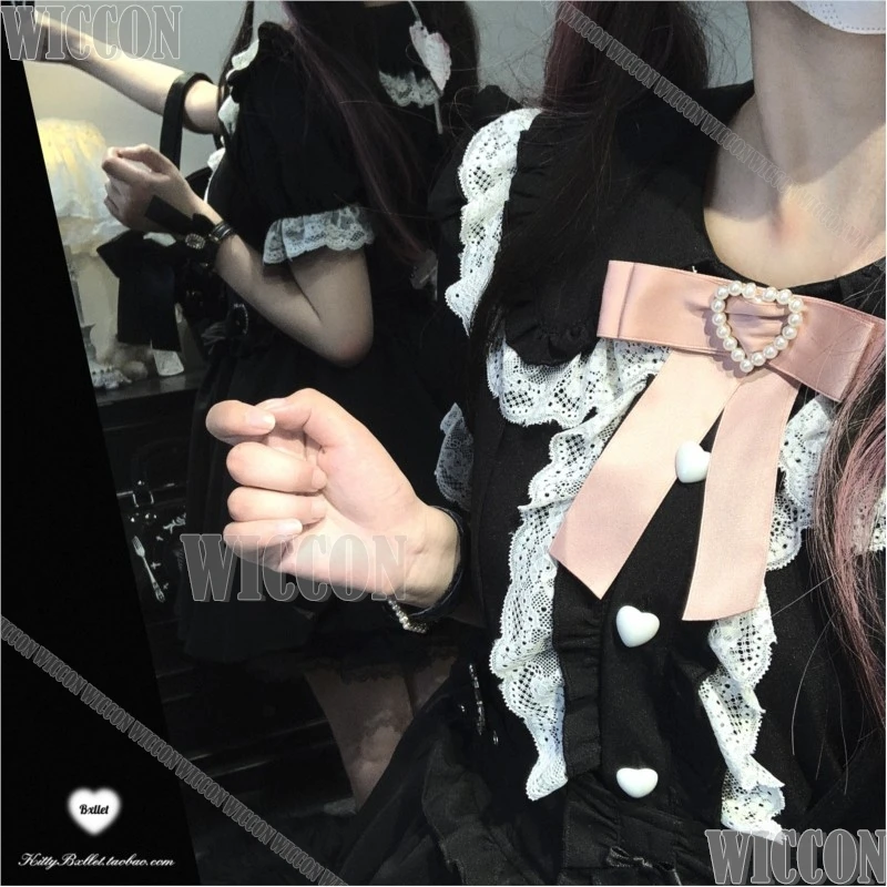 Camiseta rosa/negra, camisa moderna y genial, ropa de Cosplay Y2K Jirai Kei, traje diario para mujer joven, Halloween, evento de Navidad, festival, Carnaval
