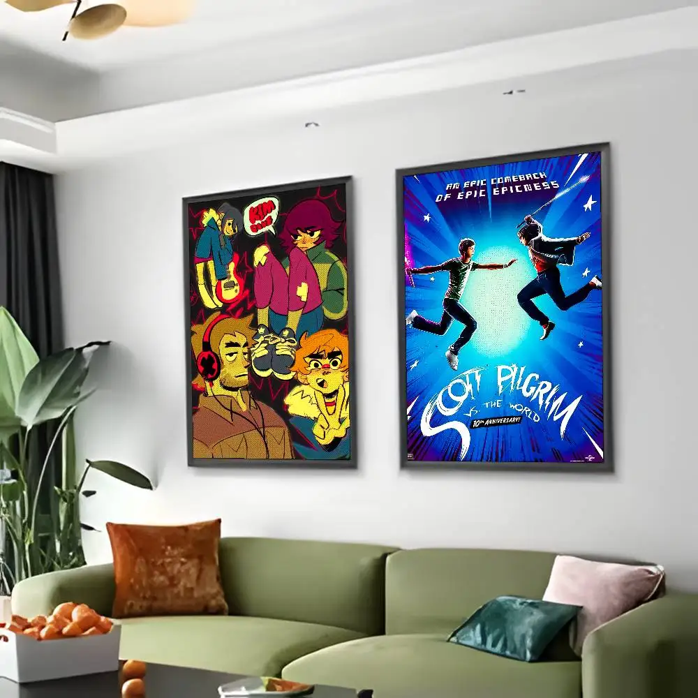 ملصق Scott P-pilgrim vs the World أنيمي ملصق فني مع مطبوعات هدية تزيين غرفة النوم وغرفة المعيشة