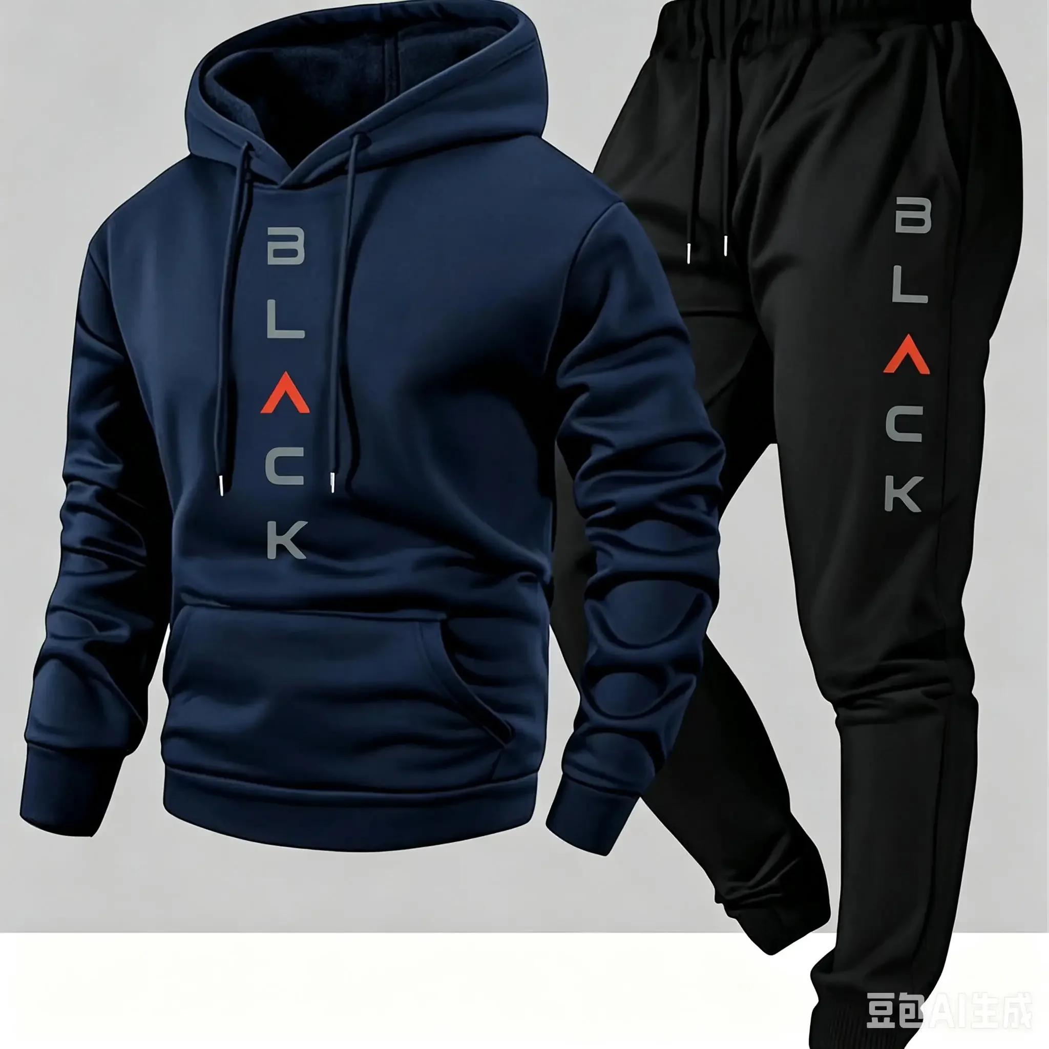 New Men's Fashion Fitness Outdoor Jogging and Casual Sets, Autumn Two-piece Long-sleeved Sweatshirts and Sweatpants for Men