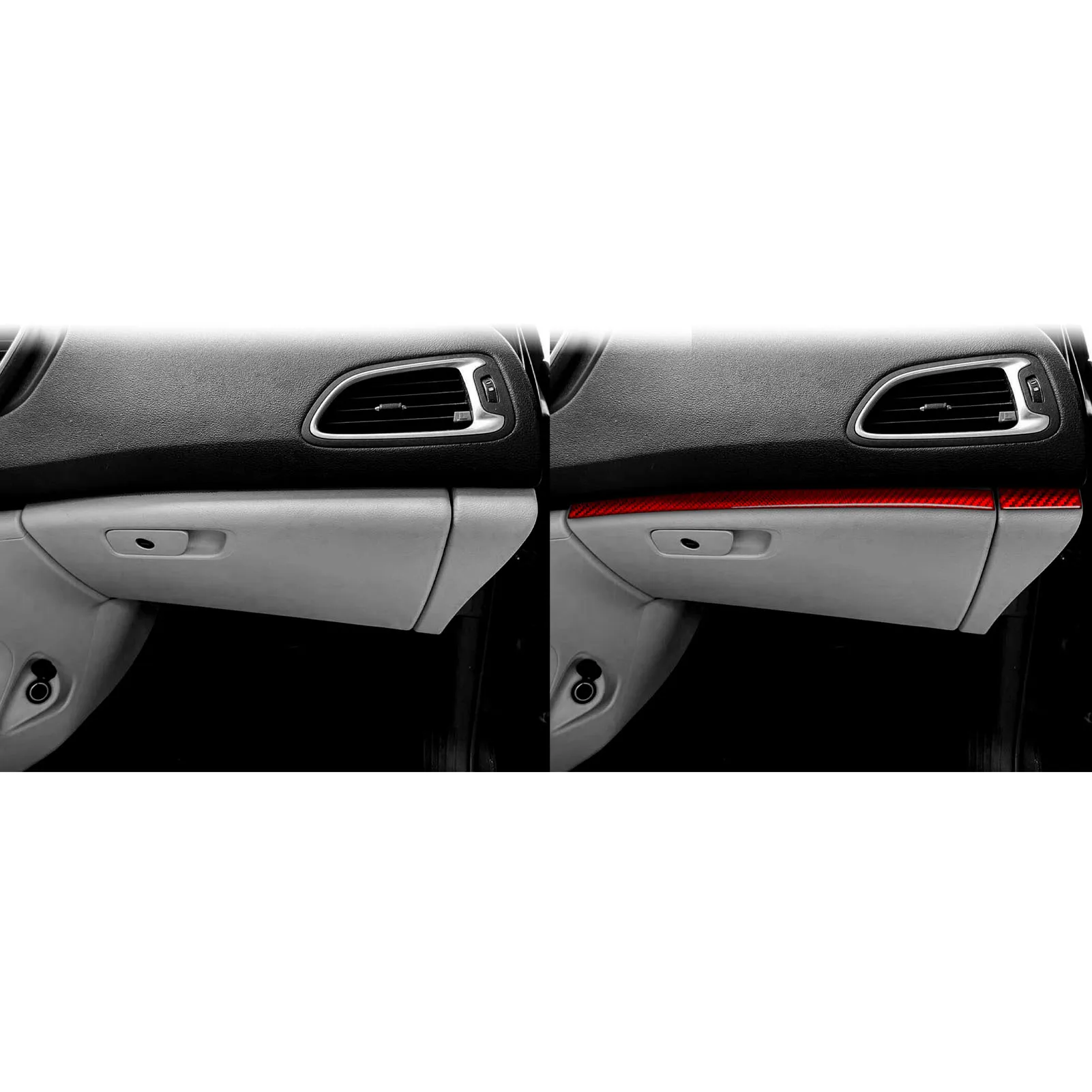 Red Carbon Fiber For Chrysler 200 2015-2017 LHD Passenger Side Trim Strip 2PCS Sticker Car Interior Accessories Decoration Trim