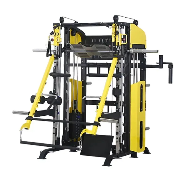Multifunctional Fitness Rack Smith Trainer Metal Foldable Weightlifter with Accessories