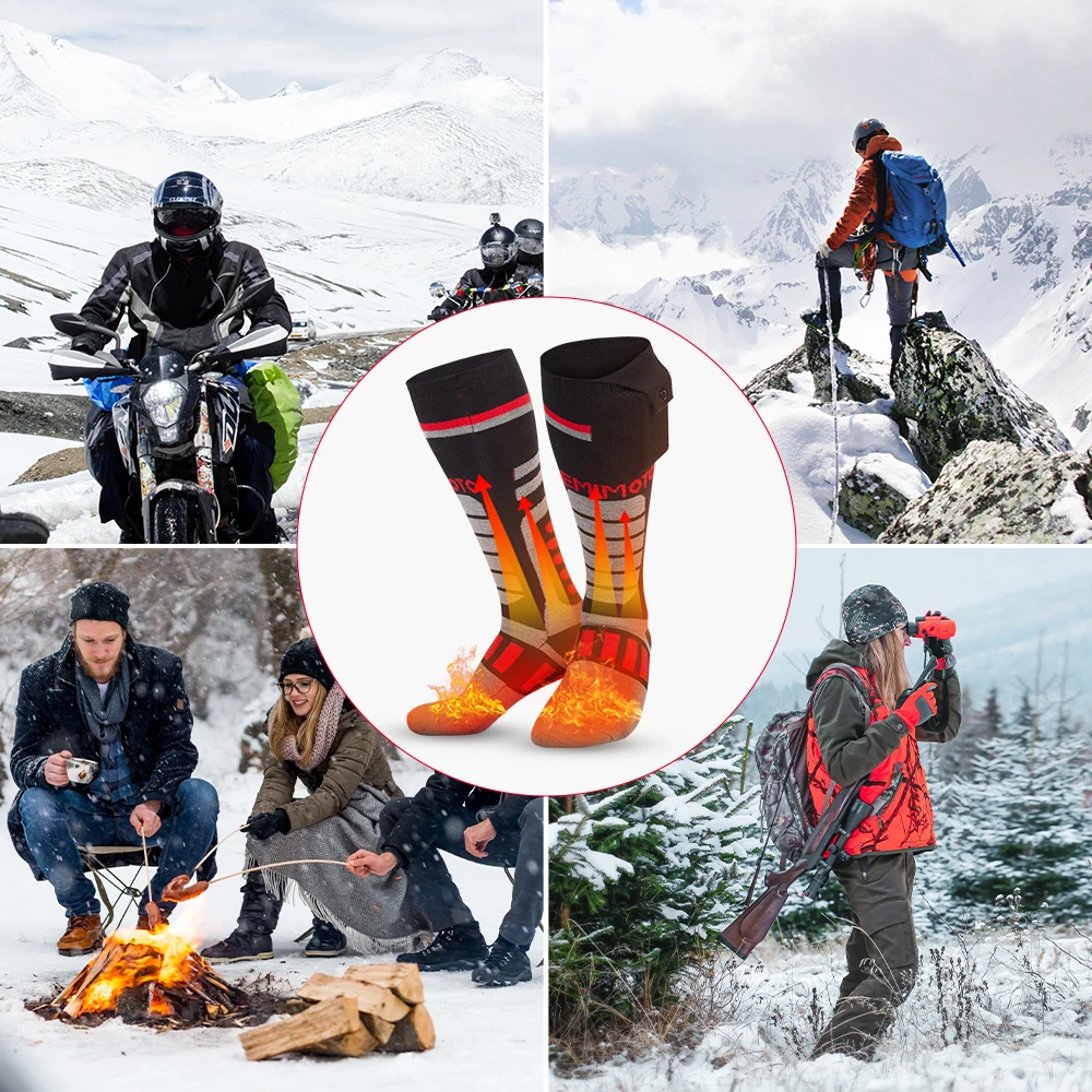 KEMIMOTO Beheizte Skisocken Winterausrüstung für Männer und Frauen mit 2 Batterien APP Bluetooth Wiederaufladbare Elektrische Fußwärmer Dicke Baumwollsocken für Wandern, Camping, Radfahren und Outdoor-Aktivitäten – Detail 8