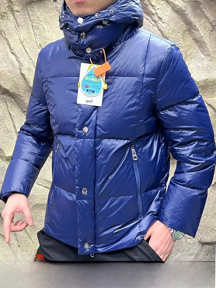 

Men's Thiened 90 Du down Hooded Jaet High Fluffy Winter Outerwear Warm Waterproof Nylon Fiber Regular Fit Long Sve