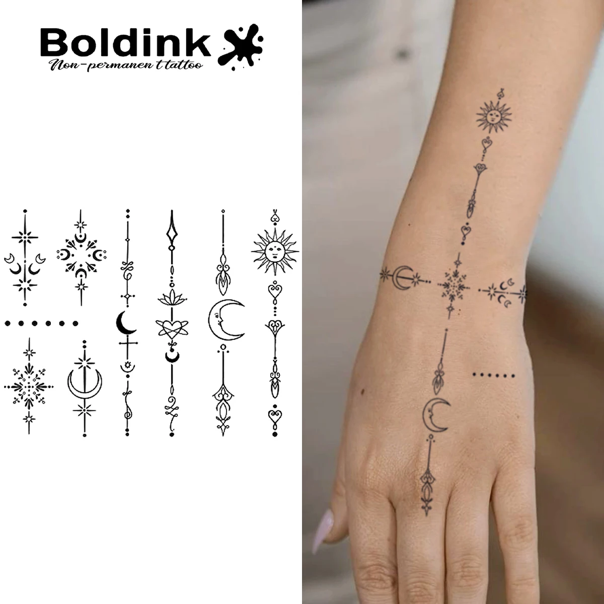 

Starry Moon Reverie Temporary Tattoo,Lasts To 15 Days New Technology Magic Waterproof Semi Permanent Sticker.