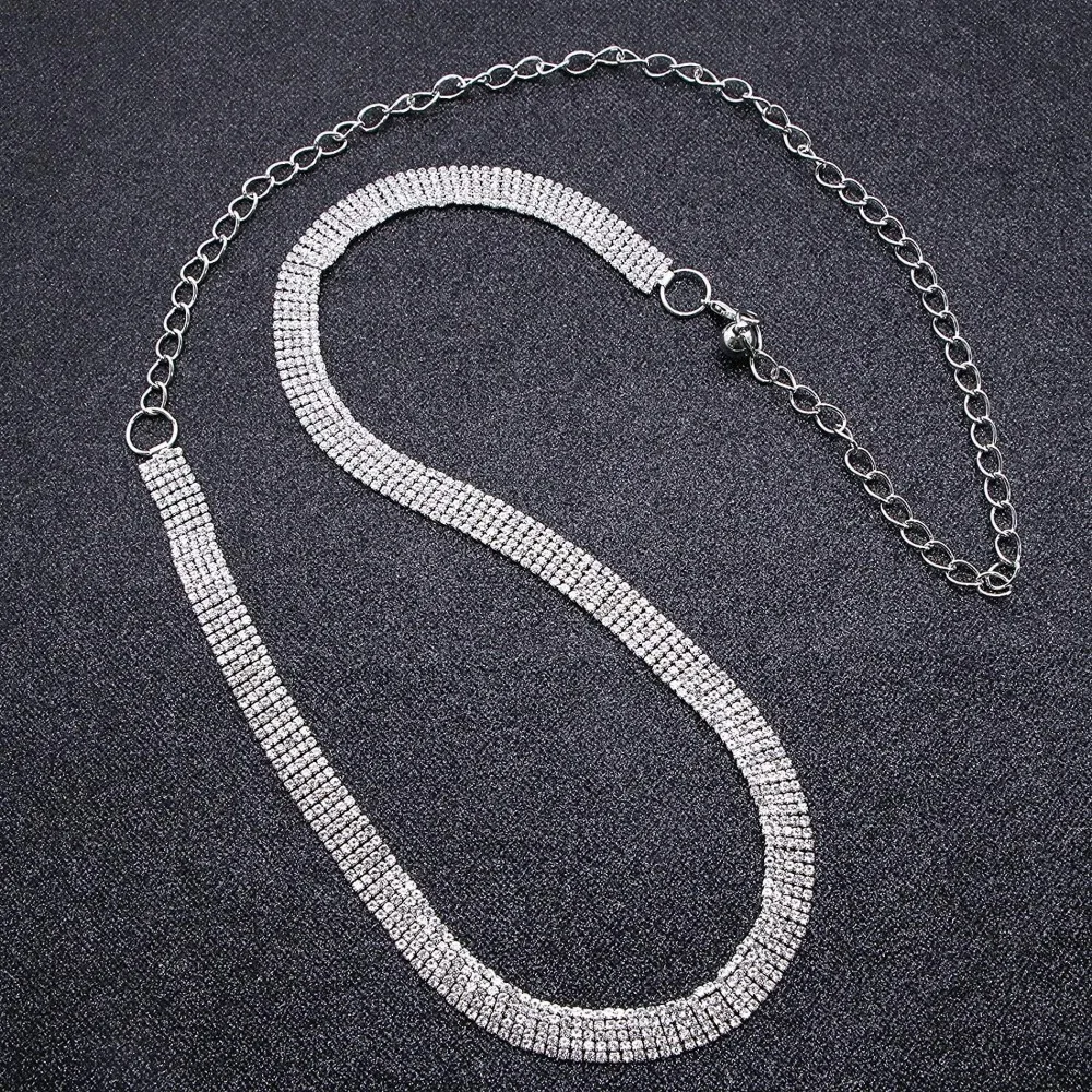Rhinestone Trims Belt Crystal Chain Embellishment Wedding Sash Belts Women's Stylish Waist Chain Belt for Dress