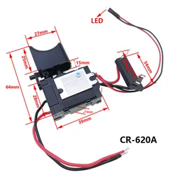 Taladro eléctrico práctico a prueba de polvo, Control de velocidad, botón pulsador, interruptor de gatillo, cc 7,2-24V, reemplazo de interruptor de taladro inalámbrico, 1 ud.