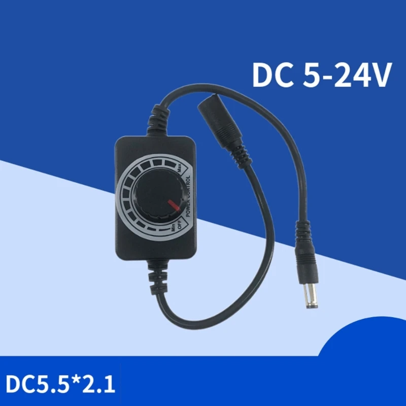 Dimmable Speed Control Switcher Cable for DC5V~24V LED Lights, Fans,5.5x2.1mm