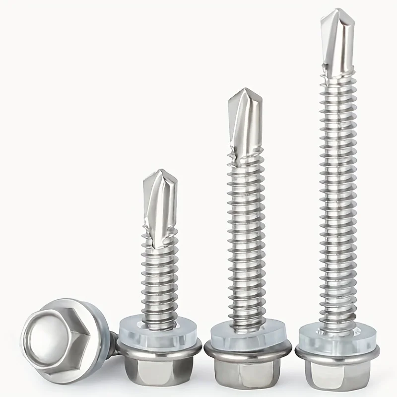 20 Stück Sechskant-Bohrschrauben aus Edelstahl, 410 Edelstahl, selbstbohrende Schrauben, Set Sechskant-Bohrschrauben aus Edelstahl