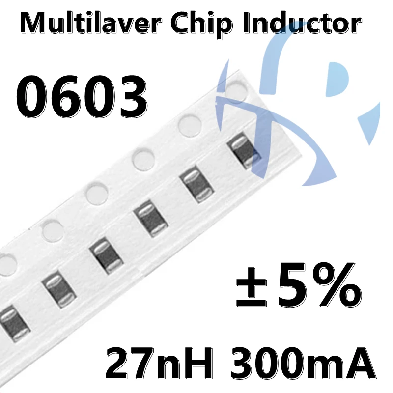 (50pcs) 1608 0603 27nH 300mA 1NH 1.2/2.2/3.3/4.7/10/22/33/47/68/82/100NH ±0.3NH ±5% SMD Multilaver Chip High Frequency Inductor