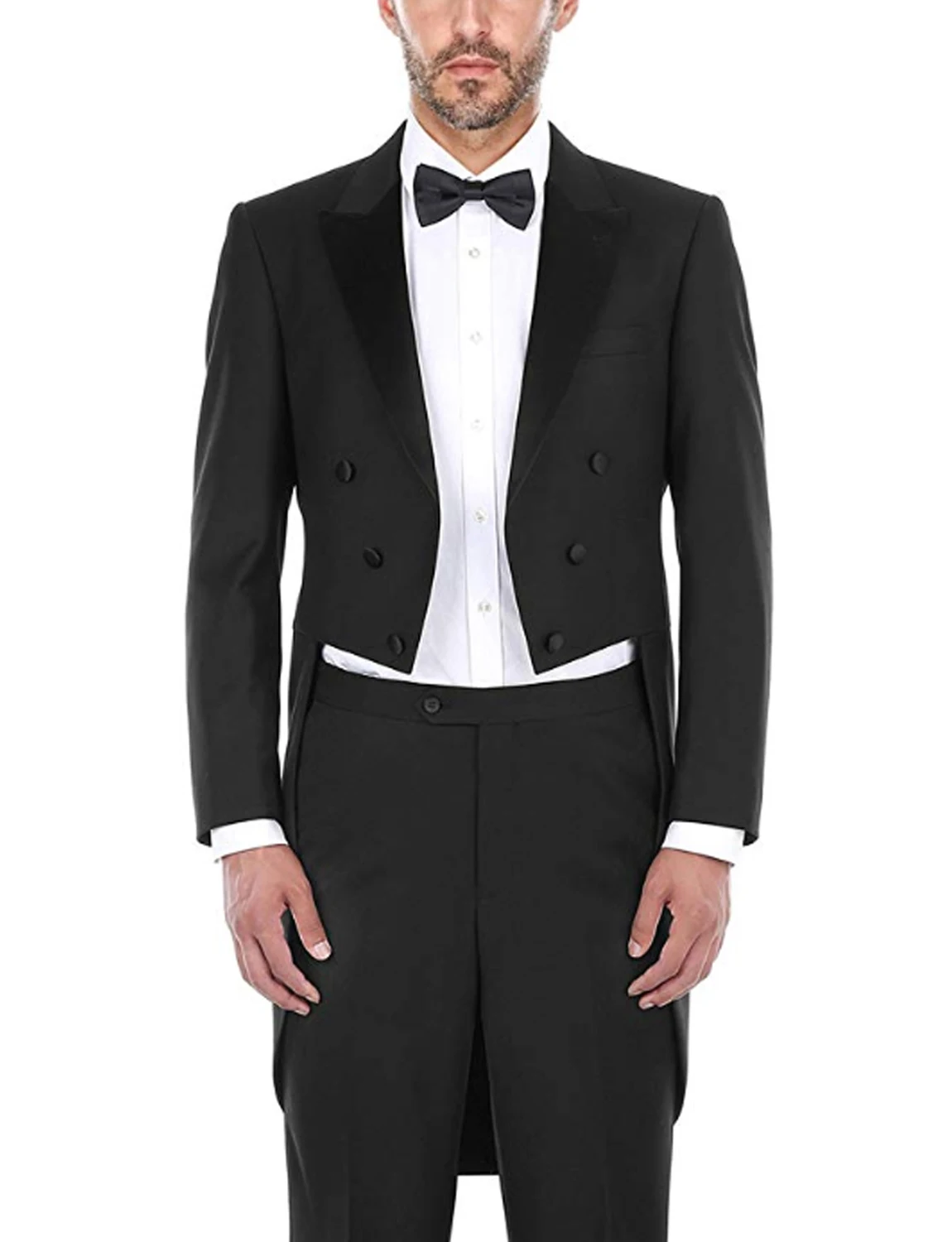 Classic Men Suits Solid Long Tailcoat Wedding Groom Tuxedos Morning Dinner Groomsmen Fromal Party Suits 2 Pieces Blazer Pants