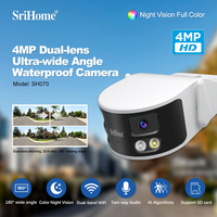 Srihome 4MP Dual Lens Ultra wide angle 180° 2.4G/5G WIFI Bullet Camera Cecurity Protection Ai Human Detect Security Surveillance