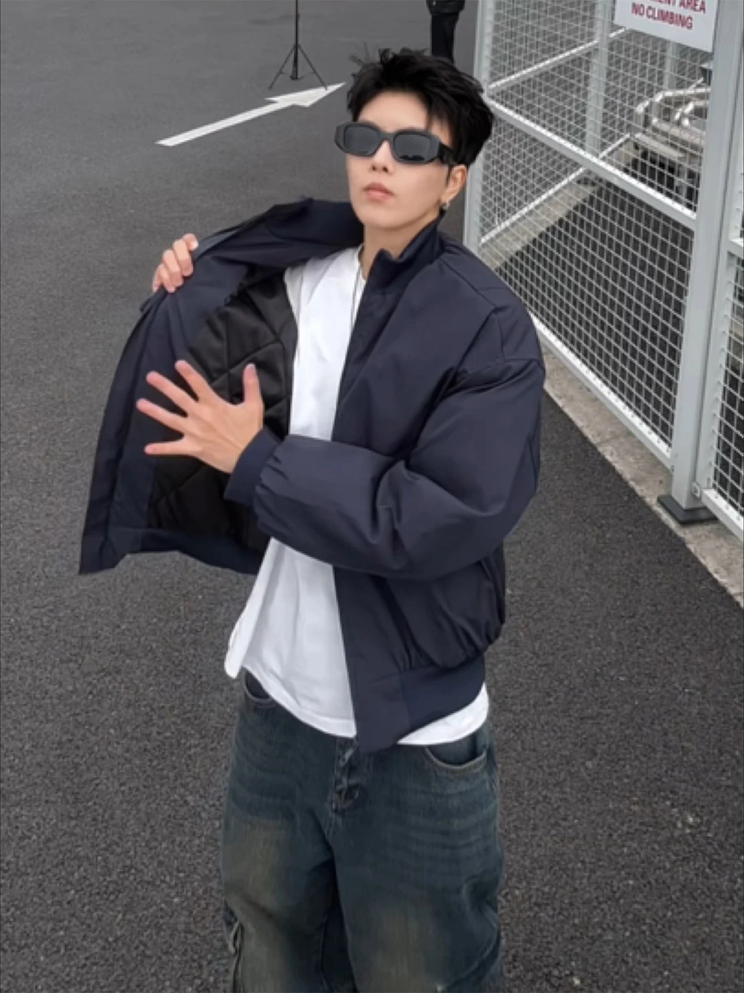 

Cotton Pilot Jaet American Sle Men's Autumn Winter Stand Collar Warm Cotton Coat Loose Fit Long Sve Zipper Closure