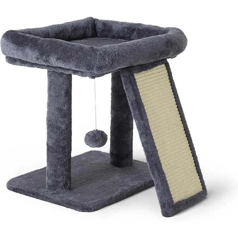 

17.1-inch Small Cat Tree Tower with Scratching Post for Indoor Cats,Grey