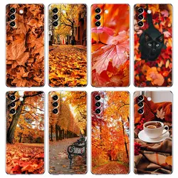 Leaves Maple Leaf Autumn Phone Case For Samsung Galaxy S21 Plus S20 FE S22 Ultra 5G S10E S10 S9 S8 Note 20 10 Lite Clear Cover