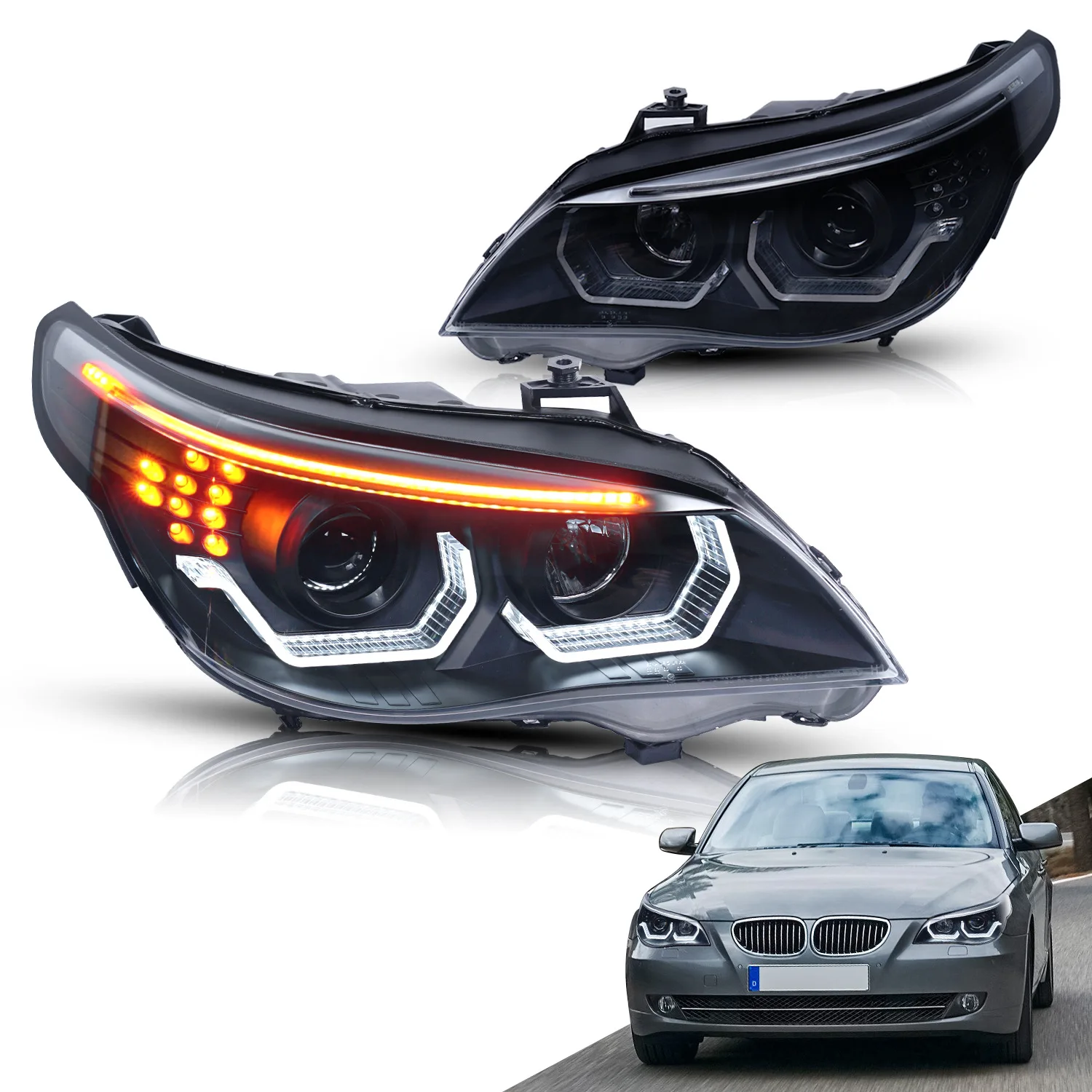 Faro modificado LED completo mejorado de nuevo diseño para faro BMW 5 Series E60 2003-2010