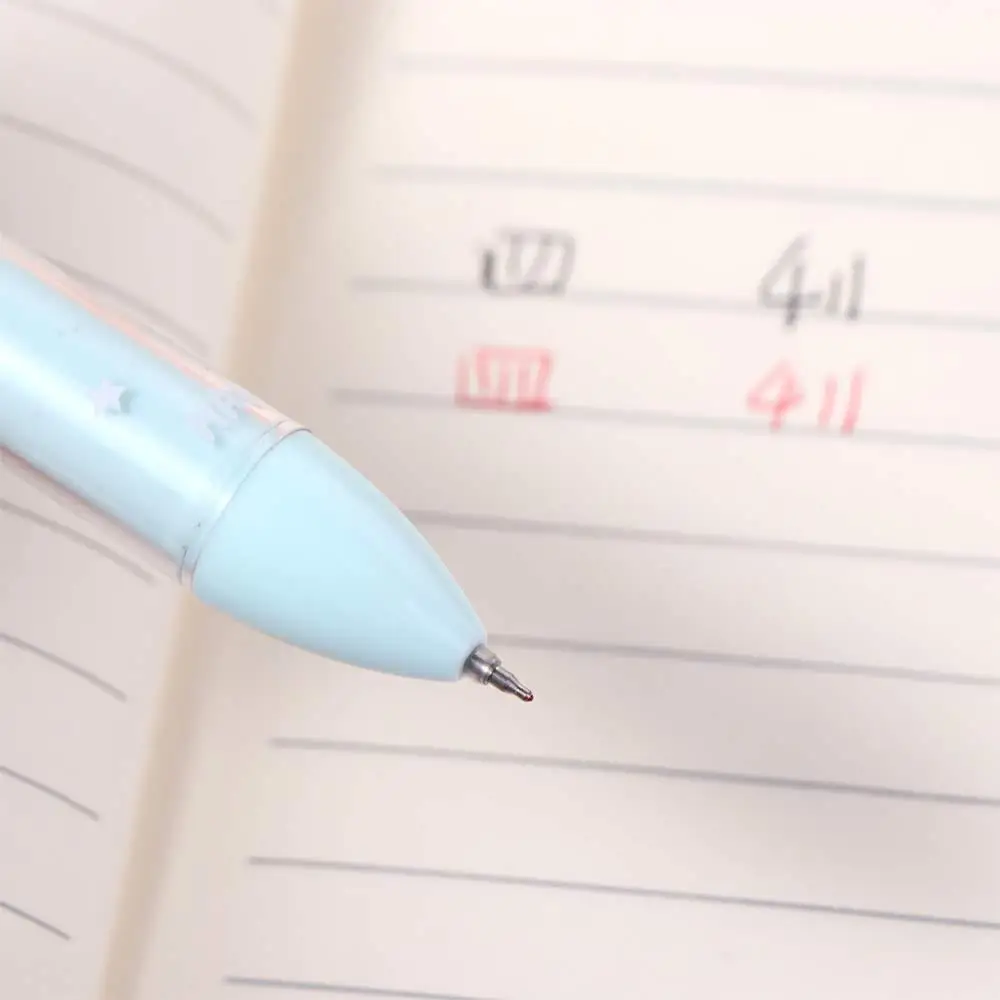 

4 pcs Cute ABS Dual Color Ballpoint Pen Press Mini Ear Student Writing Pen Retractable 0.5mm Two-color Gel Pen Smooth Writing