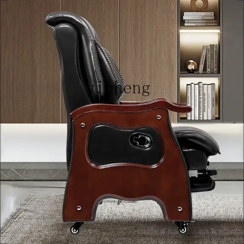 

SFY Solid Wood Four-Legged Chair Comfortable Long-Sitting Leather Office Chair Reclining and Massaging