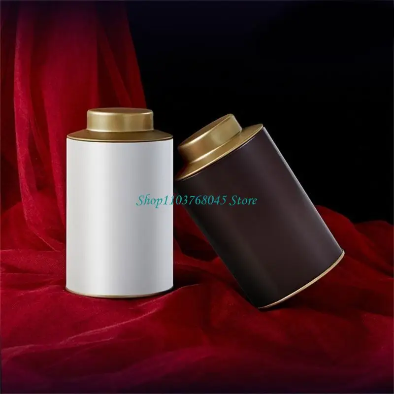R53F Small Round Kitchen Canisters Empty Tinplate Tea Storage Containers Mini Portable Cookie Candy Box Tea Packagings Box