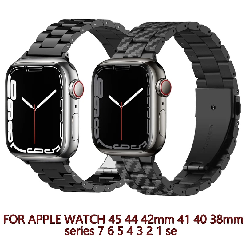 Strap for Apple Watch Band 7 45mm 41mm 44mm 40mm 42mm 38mm Stainless Steel Buckle Loop Watchband for Iwatch Series 3 4 5 6 7 Se