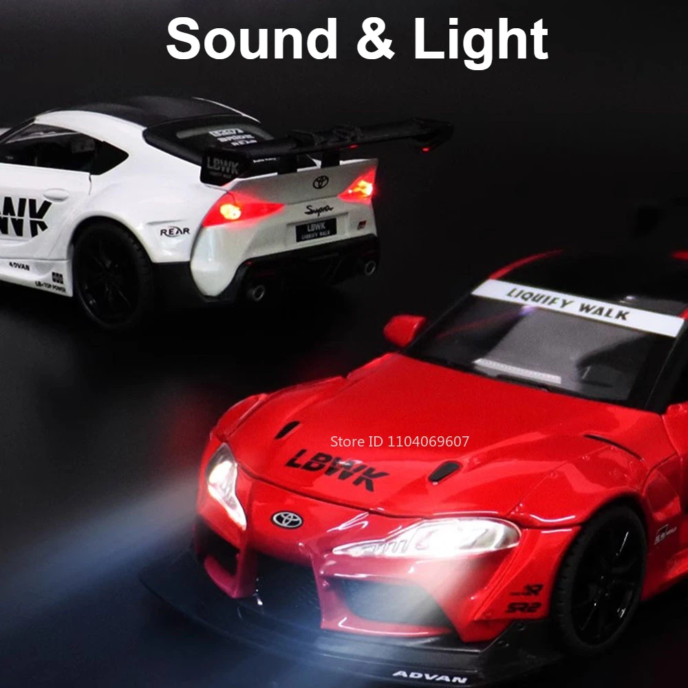 1:22 Scale Supra Car Model Toy Alloy Diecast High Simulation Metal Sound Light Racing Cars Models Kids Boys Gifts Collection