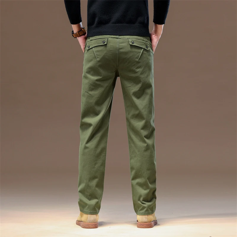 2024 Pure Cotton Casual Pants Men\'s Autumn Stylish Simple and Versatile Comfortable Slim Straight Business Long Pants