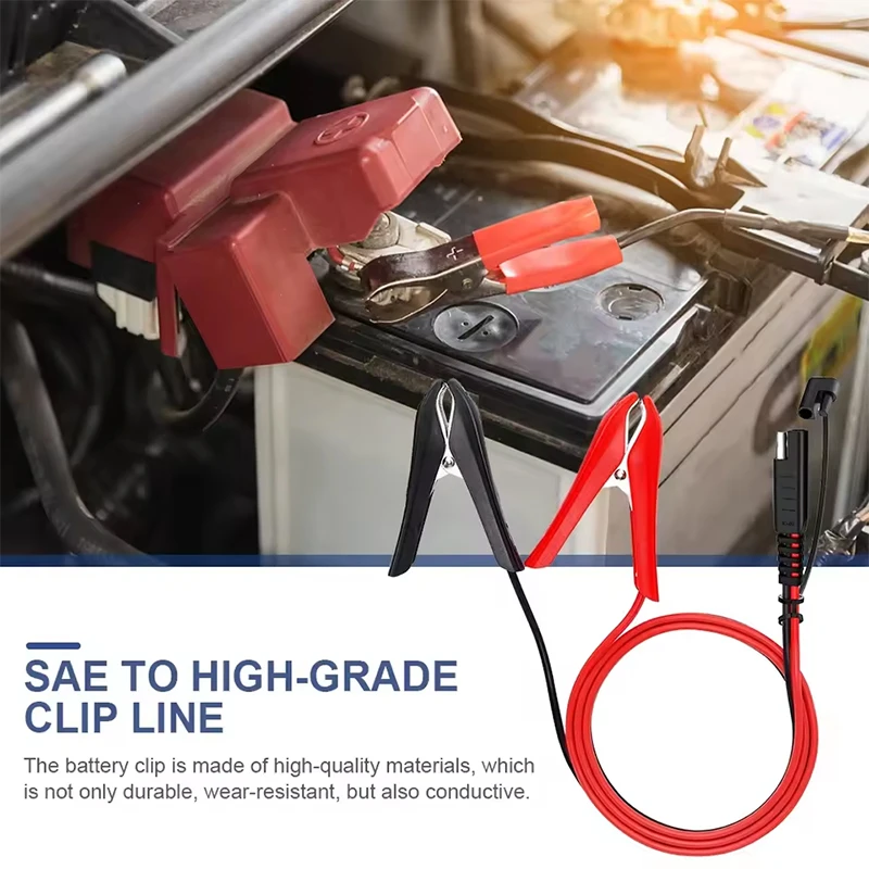 60CM 16AWG Alligator Crocodile Clip to SAE Connector Quick Release Quick Disconnect Car Solar Power Charging Extension Cable