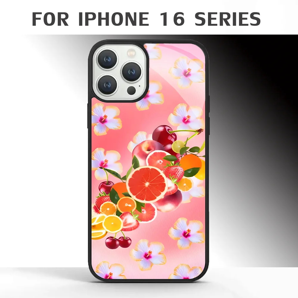 Fruit Salad Phone Case For IPhone 16 16pro 16plus 16promax Pro Plus Max Mirror Acrylic PC TPU Cover