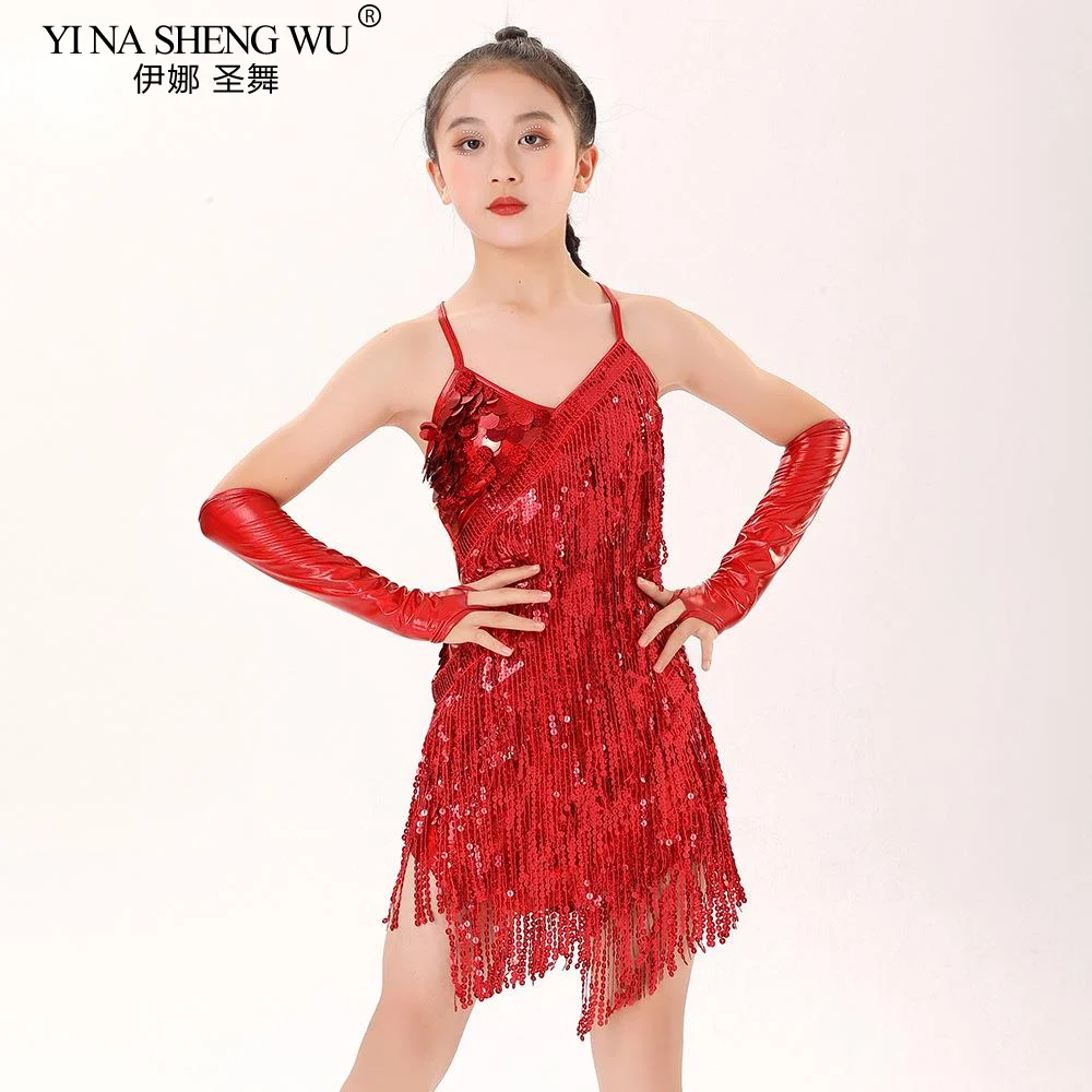 sala da ballo vestito da ballo latino vestito da competizione ragazze gonne pratica usura linea abiti con frange vestiti con nappe costume da ballo tango