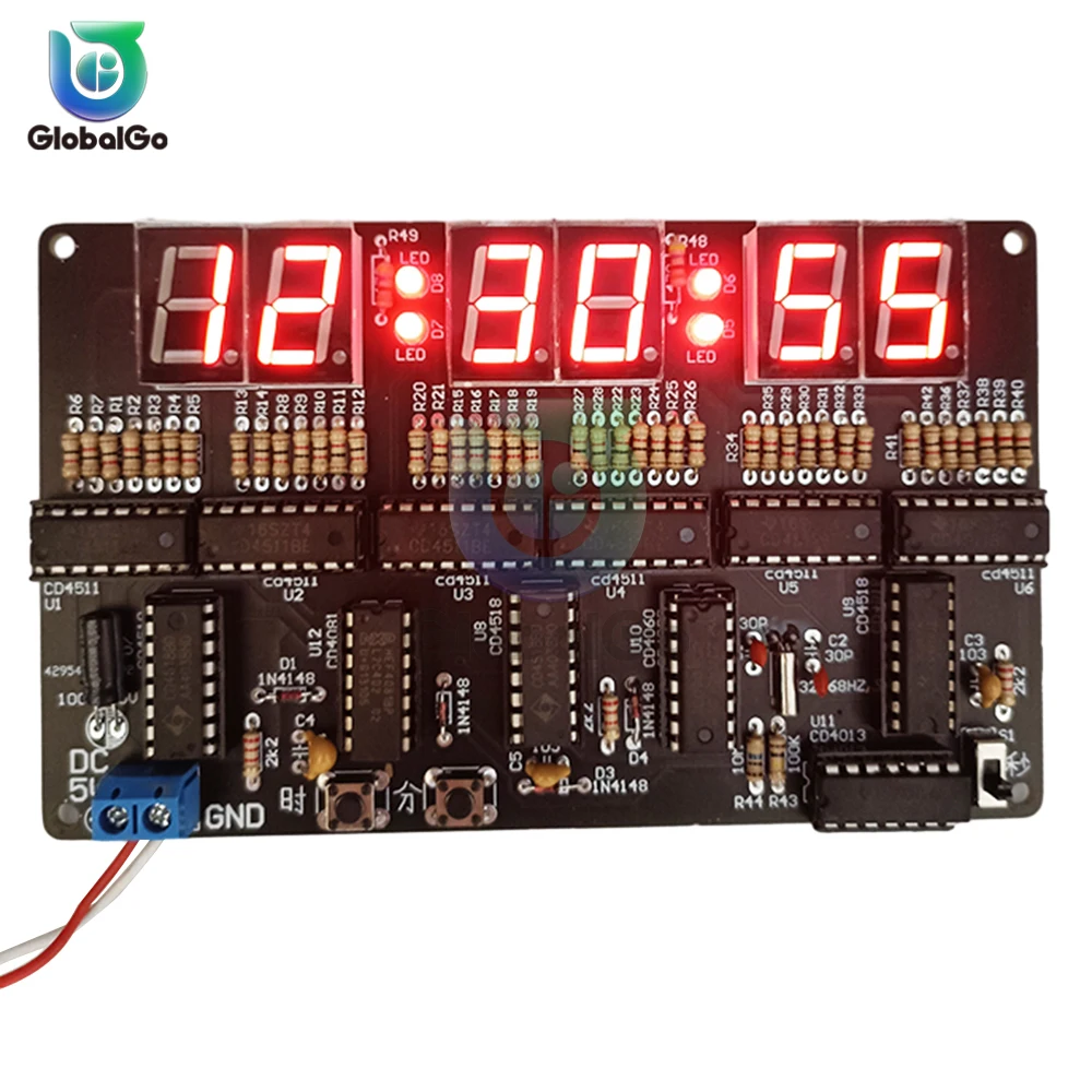 DC4.5V-5.5V 6-bit Digital LED Display Electronic Clock Production Suite DIY Self Assembly and Soldering Spare Parts Kit