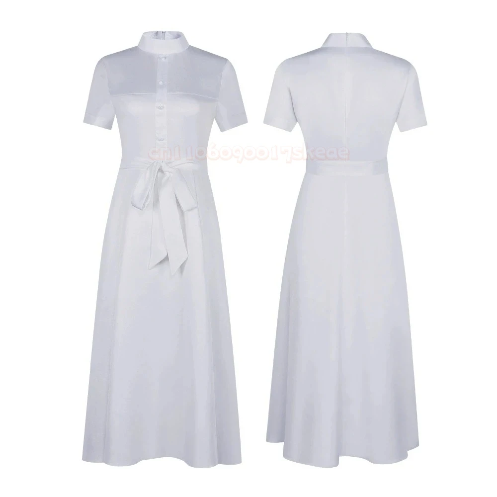 ‌ أنيمي واتشي وو تابيتاي هيتودينشي كاواسومي شيري ‌   أزياء تنكرية للنساء فستان أبيض زي أداء المسرح للهالوين